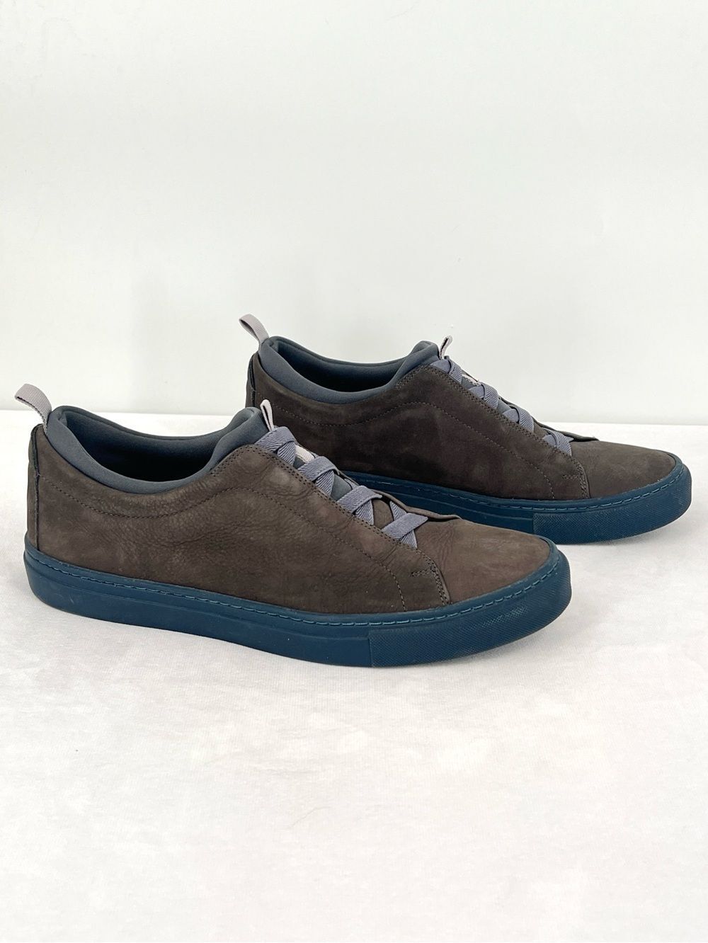 Martin Dingman CountryAire Slate Gray/Brown Suede Navy Slip On Sneakers Men's 9M